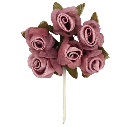 25mm Satin-Organza Rose with Leaves (available in 4 colours)